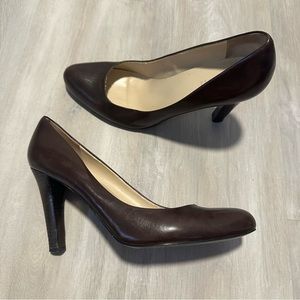 Ralph Lauren Brown Leather Round Toe Heels Sz 9.5